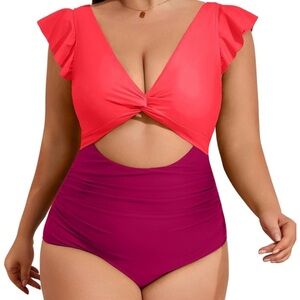 Swimsuit Plus Size Pink One piece Swimwear Adult 2XL NWOT 16 plus
